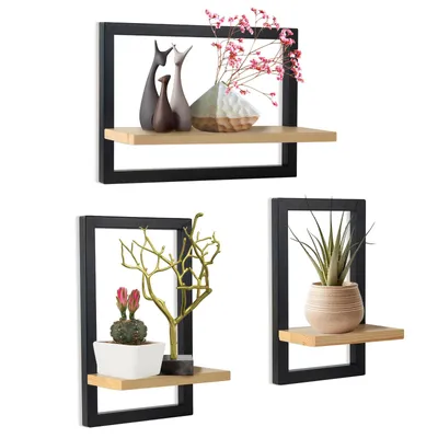 Produktbild von Wandregal 3er Set,Schweberegale zur Wandmontage,40 × 27 cm, platzsparendes Hängeregal aus Metall, Wandablage für Wohnzimmer,Küche,Bad und Schlafzimmer