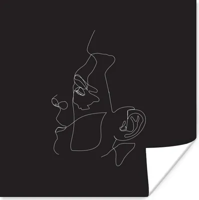 Produktbild von MuchoWow® Poster Gesicht - Männer - Strichzeichnung 50x50 cm - Wohnzimmerdekoration