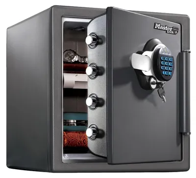 Produktbild von MASTER LOCK Haus/Büro Tresor [Feuer- & Wasserfest] [ 33,6 L] [Zahlenkombination & Schlüssel] – LTW123GTC – Für Ausweise, A4-Dokumente, Laptop usw.