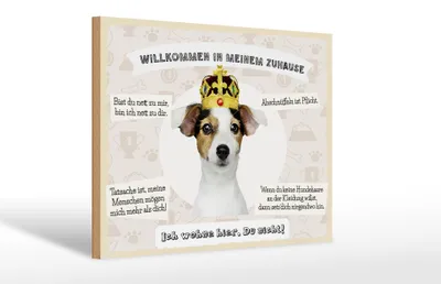 Produktbild von Holzschild Spruch 30x20cm Tiere Hund willkommen wohne hier