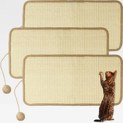 Produktbild von Kratzmatte Katze,3 Stück Kratzbretter Katze Wand,Selbsthaftender Kratzwand für Katzenz,50 x 25cm Katzen Kratzbrett Natürlich Katzenkratzbretter,für Schützt Möbel,Sofas & Teppiche