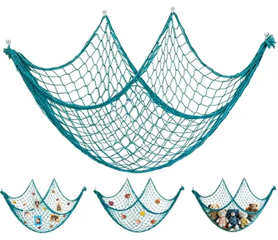 Dekoratives Fischernetz mit Muscheln, 1 x 2 m, blau