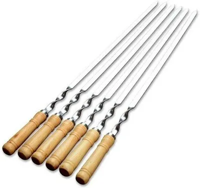 Produktbild von Famanu Grillspieße aus Edelstahl mit Holzgriff - 55 cm