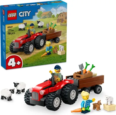 Obrázek produktu pro LEGO City Traktor s pvsem - Farmsk hraka s traktorem a figurkami zvat - Montessori hrac sety pro kluky a holky od 4 let - Drek se 2 minifigurkami 60461