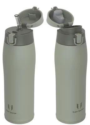 Obrázek produktu pro Sparrow, nerezová ocelová láhev na pití, 750 ml - termoska - 2 víčka