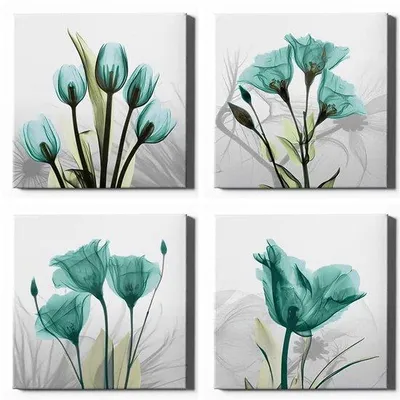 Image de Ibenzoa® : Ensemble de 4 tableaux sur toile, dimensions 30 x 30 cm – Impressions décoratives sur toile montées sur cadre en bois, idéales pour la décoration de la maison et du bureau
