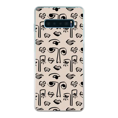 Produktbild von MuchoWow® Handyhülle Schutzhülle Hülle für Samsung Galaxy S10 Plus Muster - Lippen - Strichzeichnungen Silikon Softcase Handy Hülle - Schutzhülle