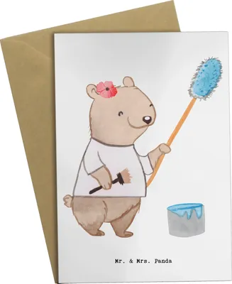 Produktbild von Mr. & Mrs. Panda Beileidskarte Malerin Herz - Weiß - Geschenk, Gesellenprüfung, weihnachtskarten, Malerbetrieb, Tapezieren, Renovieren, Meisterprüfung, Maler, Grußkarte