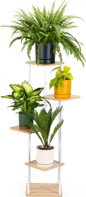 Produktbild von PALACE Blumenständer aus Metall - weißer Ständer für 5 Töpfe