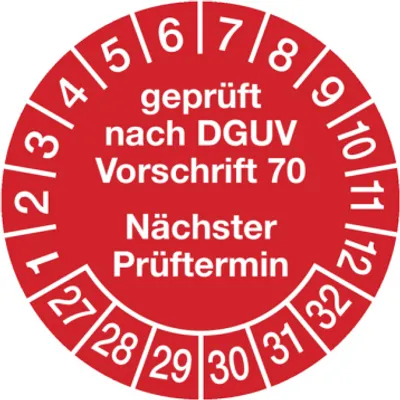 Produktbild von Dreifke® Aufkleber Prüfplaketten, DGUV Vorschrift 70 Nächster Prüftermin, rot...