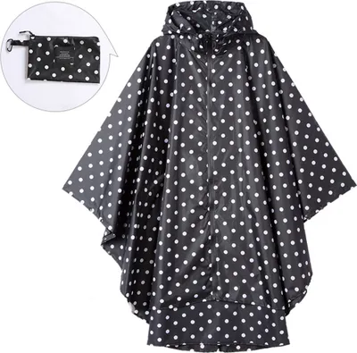 Produktbild von Fashion Regenponcho Uni Regenmantel Atmungsaktiv Regencape Leichte Regenjacke Regenschutzkleidung Regenmantel als Picknickdecke Markise für Herren Damen Fahrrad Motorrad Wandern Camping Reisen (Blaue Punkte, Einheitsgröße)