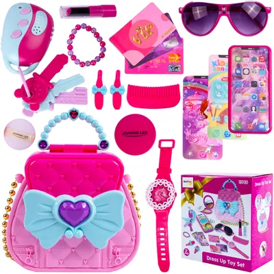 Produktbild von Malplay Handtasche Kinder Beauty Kit Gadgets Makeup Schminke Spiegel Smartphone Schlüssel ab 3 Jahren