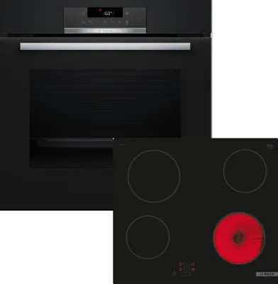 Immagine prodotto di Set di forni da incasso Bosch, HBA171BB3 + PKE61RAA2E, forno da incasso, piano cottura elettrico HBD271FB66