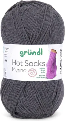 Produktbild von Gründl Hot Socks Merino 50 g/200 m 4-fädig uni 75 % Schurwolle(Merino) /25% Polyamid 13 anthrazit
