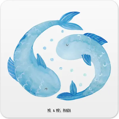 Produktbild von Mr. & Mrs. Panda Untersetzer für Gläser Sternzeichen Fische 10er Set - Weiß - Geschenk, Glas-Untersetzer, Geburtstag März, Coaster, Sternbild, Tassen, Fisch, Februar