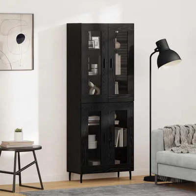 Obrázok produktu pre vidaXL Vysoká komoda, 2 kusy, čierna, vzhľad dubu, 69,5 x 34 x 180 cm