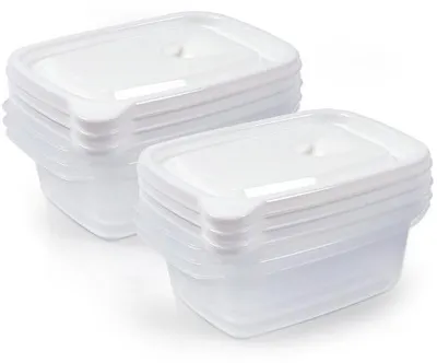 Immagine prodotto di Set da 6 contenitori per surgelati bianchi, 900 ml, rettangolari, 19x13x6,4 cm, senza BPA, adatti al microonde