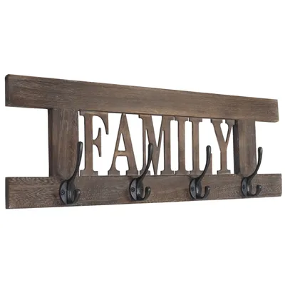 Produktbild von Wandgarderobe HWC-C60 Family, Garderobe Garderobenpaneel, Shabby-Look Vintage 60x21cm  braun, shabby