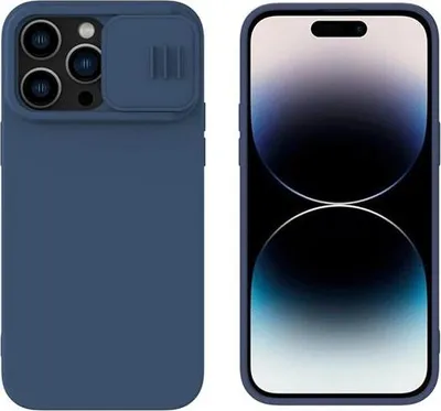Produktbild von Nillkin CamShield magnetische Silikonhülle für iPhone 14 Pro magnetische MagSafe-Hülle mit Kameraabdeckung blau