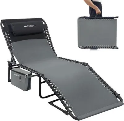 Produktbild von Klapbare Liegestuhl mit verstellbarer Rückenlehne und Kühlbox - Für Strand und Camping