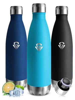 Produktbild von Mujigaga Trinkflasche Edelstahl, Thermosflasche 500ml, Auslaufsichere Trinkflasc