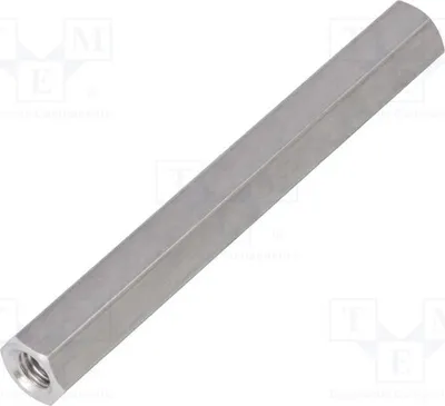 Obrázok produktu pre 10 kusov distančných objímok s vnútorným závitom 65 mm, závit M5, hexagonálne, rozmery 138 x 65 mm. Distančné prvky