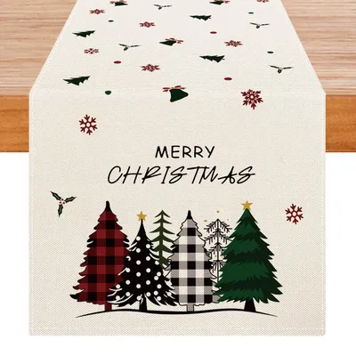 Tafelloper Kerstmis grün-rot 40x240 cm Polyester rechteckig