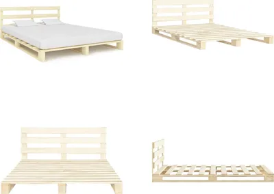 Produktbild von vidaXL Palettenbett Massivholz Kiefer 140×200 cm - Bettgestell - Bettgestelle - Bettrahmen - Bett