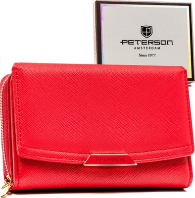 Zdjęcie produktu dla Elegancki portfel damski ze skóry ekologicznej zamykany na zatrzask - Peterson