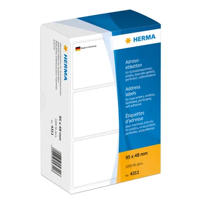 Produktbild von HERMA Weiß - 48 x 95 mm 1000 Etikett(en) leporellogefaltete