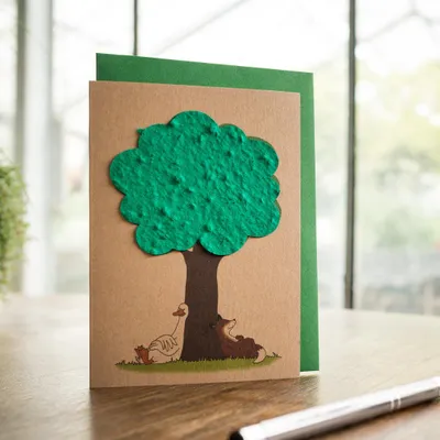 Image de Carte de voeux "Animaux détendus" - Carte pliable durable avec graines de