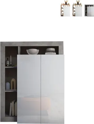 Immagine prodotto di Credenza moderna per soggiorno a 2 ante e 5 ripiani Delma - Grigio