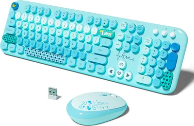 Zdjęcie produktu dla Zestaw bezprzewodowej klawiatury i myszy MOFII, 104 klawisze, wysoka jakość, mieszane kolory, odbiornik USB, klawiatura biurowa do laptopów i komputerów stacjonarnych - Niebieski