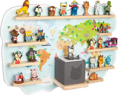 Produktbild von Toniebox Regal - Regal für Toniebox und Figuren - bis zu 45 Figuren - Tonie Regal Magnetisch -  Weltkarte