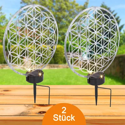 Produktbild von Solarleuchte Garten 2er Set Rund 30 cm Solarlampe Außen Außenleuchte Solar