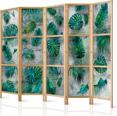 Obrázek produktu pro Japonský paraván Leaf 225x172 cm 5dílný šedý