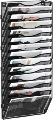 Image de Organiseur de bureau A4 en métal noir avec fixation murale