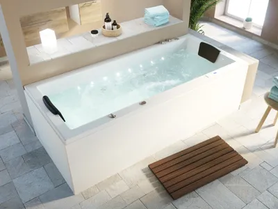 Produktbild von Deluxe Whirlpool Set OMEGA ULTRA 190 mit 80 Düsen und LED-Beleuchtung : Mit Armaturen Varianten: Mit Armaturen