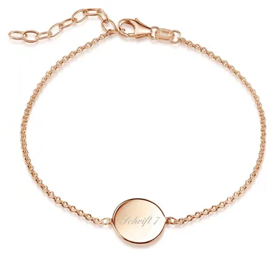 Produktbild von MATERIA by Matthias Wagner Rosegold Gravur Armband Silber 925 runde Gravurplatte SA-157-Rosegold