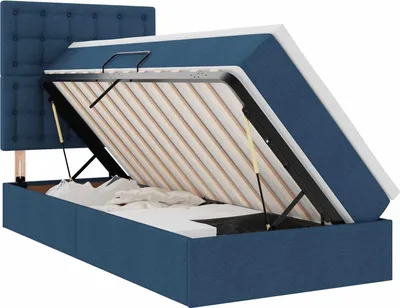 Produktbild von Bett mit Stauraum und LED mit LED Blau 90 x 200 cm Polyester