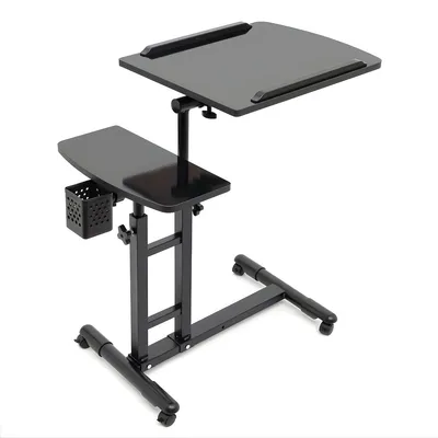 Imagen del producto de Mesa portátil ajustable en altura para trabajar sentado o de pie – Mesa de ordenador con ruedas y superficie de MDF – Color – Ideal para trabajar desde casa y para estudiantes