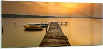 Produktbild von Bilder auf glas - See Brücke - 100x40cm - Glasbilder - Wandbilder - Bilder - Kunstdruck - zum Aufhängen bereit - Wanddekoration aus Glas - Glas Bilder - Wandbild auf Glas - Einteilig - GAB100x40-3673