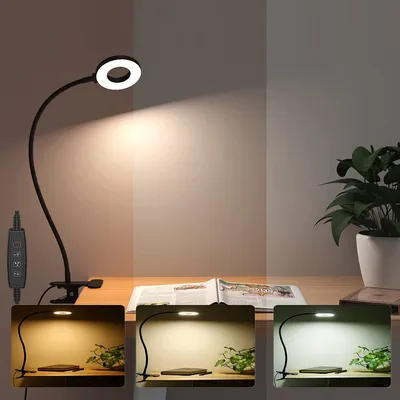 Produktbild von LED Schreibtischlampe Dimmbar 3 Lichtfarben, Klemmleuchte USB Verstellbar 40cm Lampenarm, 5W Leselampe Speicherfunktion,Tischlampe für Arbeitszimmer Schlafzimmer Wohnzimmer Büro