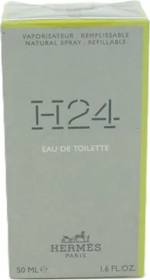 Zdjęcie produktu dla Hermes H24, Mężczyźni, 50 ml, Butelka jednorazowa, Spray, Alcohol, Aqua (Water), Parfum (Fragrance), Limonene, Ethylhexyl Methoxycinnamate, BHT, Benzyl..., 1 szt.
