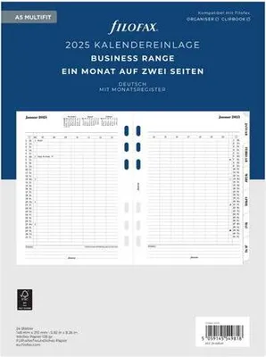 Produktbild von FILOFAX Kalendereinlage 2025 - A5 - Monatsplaner Tabbed - weiss deutsch - 25-68544
