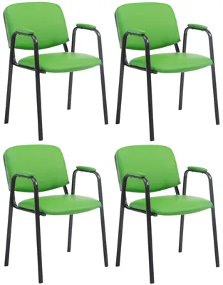 Produktbild von CLP 4er Set Stapelstühle Ken Pro Kunstleder gepolstert mit Armlehnen bis 150 kg grün