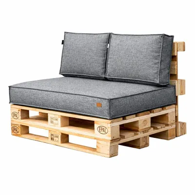 Produktbild von Palettenkissen Sitz 120x80x15 cm mit Rückenkissen Gartenkissen wasserabweisend verschiedene Farben-melange grau