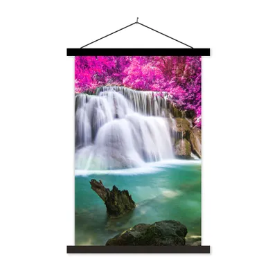 Produktbild von MuchoWow® Textilposter Wasserfall - Rosa - Bäume 40x60 cm mit schwarzem Rahmen - Wanddekorationen