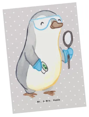 Produktbild von Mr. & Mrs. Panda Postkarte Biologielehrer Herz - Grau Pastell - Geschenk, Biologie, Ansichtskarte, Grundschule, Fotokarte, Postkarten, Unterricht, Ansichtskarten