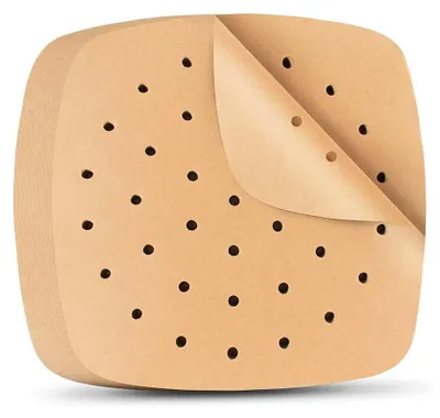 Produktbild von Backpapier für Airfryer – 100 Stück – Für Airfryer, Grill und Dampfgarer – 21,5 x 21,5 cm